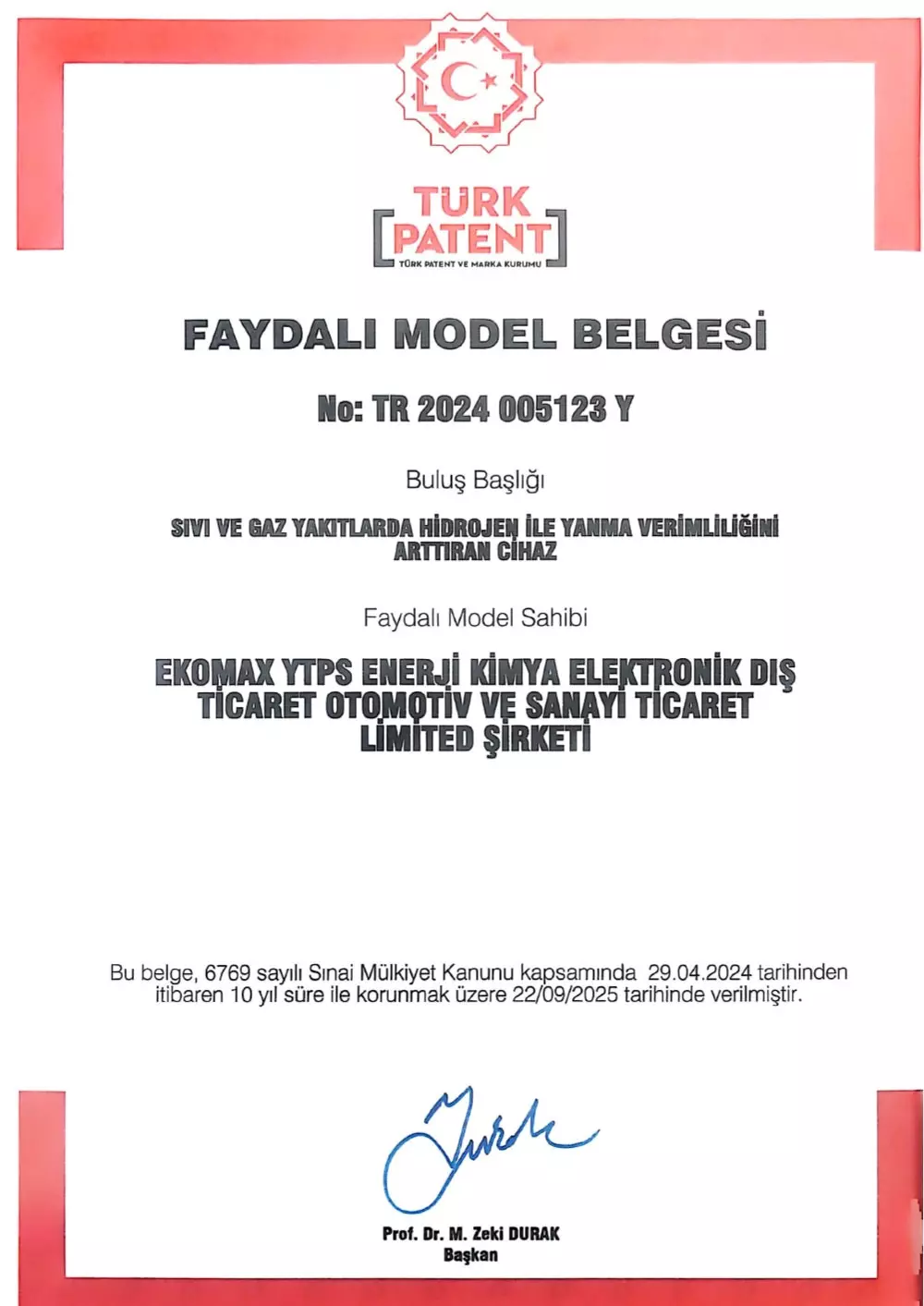 TÜRK PATENT - FAYDALI MODEL BELGESİ