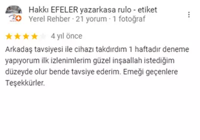 Ekomax Google yorumu